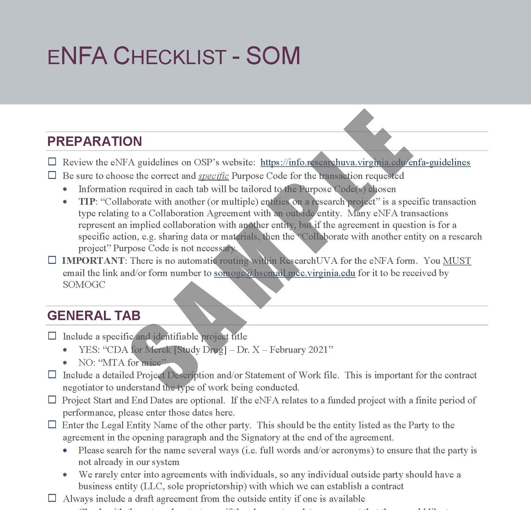 eNFA Checklist